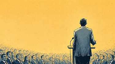 At financial summits, every speaker is selling something