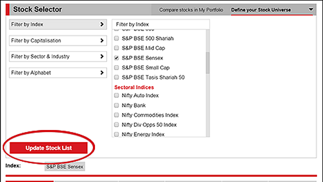 Use Stock Selector to compare stocks
